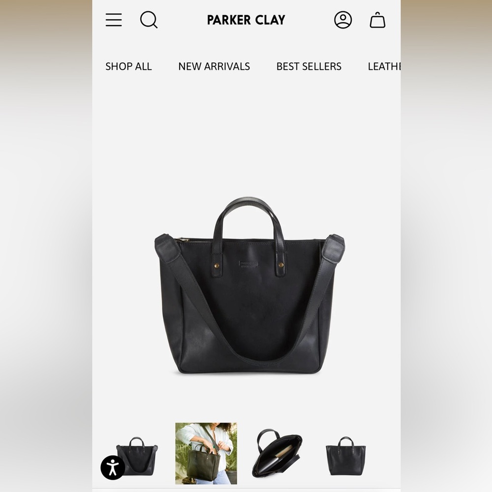 Parker Clay Merkato Small Full-Grain Leather Zip Tote in Black